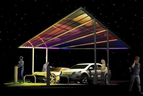 green car, Solar Charging Station, electric vehicle