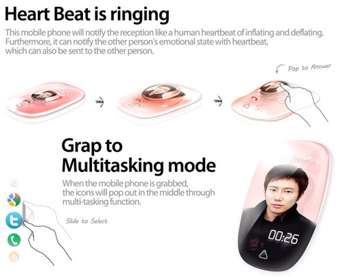 Heart Beat Phone, pink, futuristic gadget