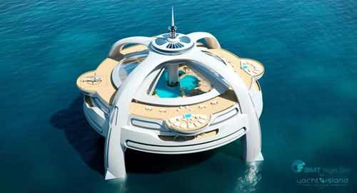 Utopia Yacht, future luxury island,  futuristic concept