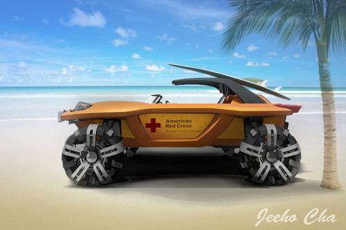 future Amphibious vehicle, surfing, Jeep Unlimited 2046