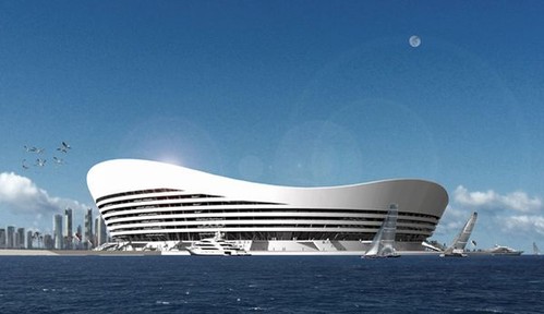 Floating Stadium, Qatar, futuristic architecture