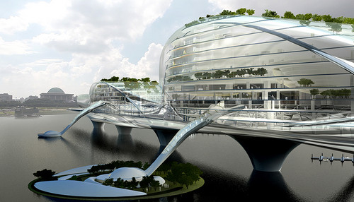 Media Bridge, futuristic city, seoul, korea