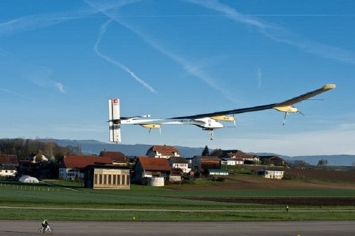Solar Impulse airplane, green aircraft