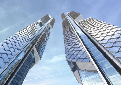 tower, Dancing Dragons, futuristic skyscraper, future South Korea