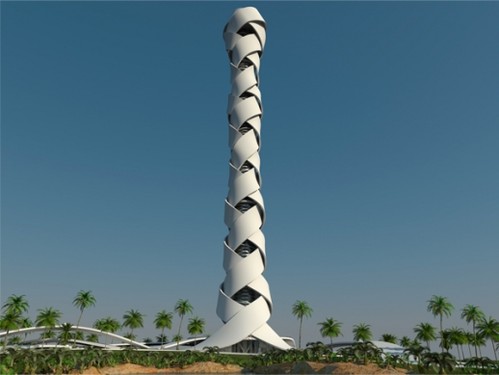 woven tower, dubai, uae, futuristic building