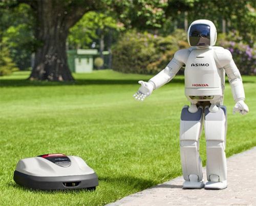 Honda, humanoid robot, Asimo, Miimo, a robotic lawnmower, future life style, futuristic house, robots for the home