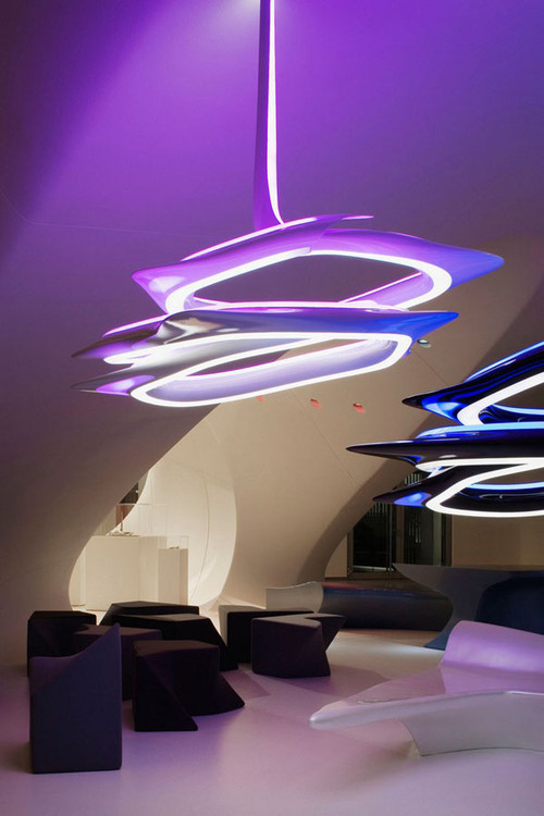Vortex Chandelier, futuristic design, Zaha Hadid, Sawaya, Moroni, futuristic home