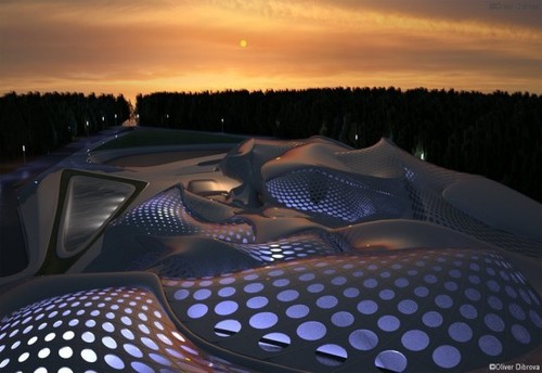 RTV Headquarters, Zurich, Oliver Dibrova, Asymptote, futuristic architecture, Asymptote
