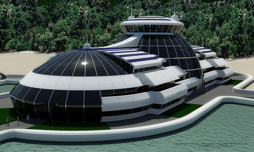 sfr, solar floating resort 2, michele puzzolante, futuristic architecture, futurist design