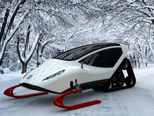 snowmachine, futuristic car, Michal Bonikowski, snowmobile