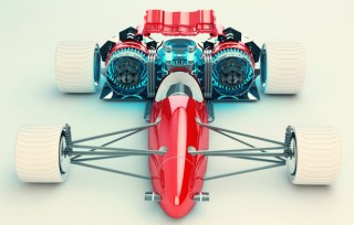 soberpixels, red racer, f1, racing car, ronald de groot, f1racing car, futuristic racing car