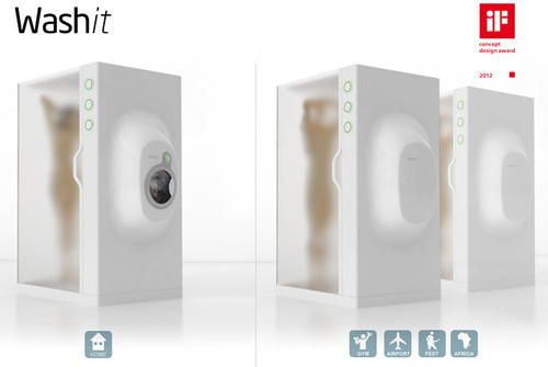 washit, shower and washing machine, futuristic device, concept design, Concept design award 2012