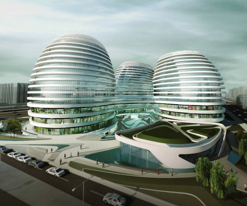 futuristic architecture, Galaxy SOHO, Beijing, Chinese architecture, zaha hadid, Futuristic Beijing