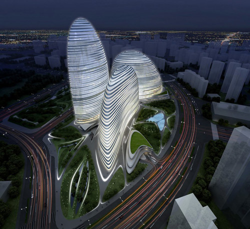 zaha hadid, Wangjing, SOHO, Beijing, futuristic architecture, futuristic concept, Chinese architecture