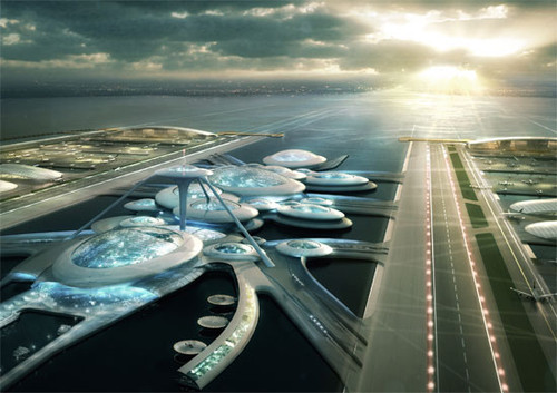 futuristic architecture, Gensler, London Britannia Airport, Design, Future Tech, Floating Airport, London