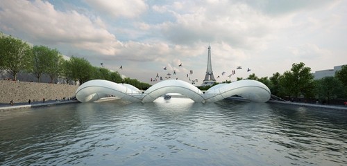 inflatable bridge, AZC, unusual structure, ultramodern architecture, architecture trends, French architecture, Paris architecture