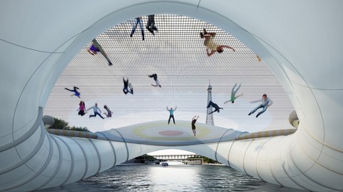 inflatable bridge, AZC, unusual structure, ultramodern architecture, architecture trends, French architecture, Paris architecture