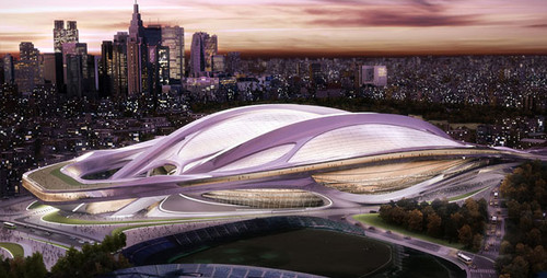 green building, Zaha Hadid, unusual structure, Zaha Hadid Architects, Japan National Stadium, Tokyo National Stadium, 2019 Rugby World Cup