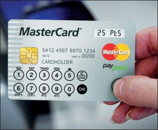 futuristic technology Display Card, MasterCard, Standard Chartered Bank, interactive payment card, NagraID Security
