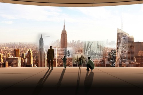 New York architecture, architecture concept, floating observation deck, Grand Central Station, SOM, unusual structure