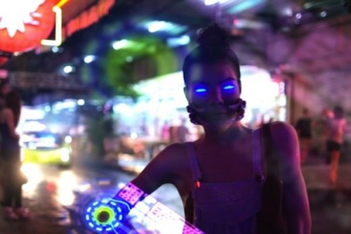 futuristic, cyberpunk, future, true skin, stephan zlotescu, sci-fi, cyborg, implant, bangkok, cyborg, robot girl, neon light, eyes