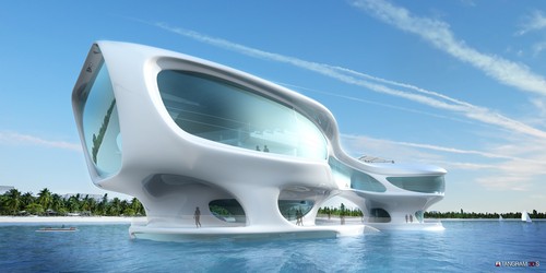 futuristic architecture, kuta beach, future buildings, futurist design, futuristic construction, marine research center, bali, indonesia, solus4