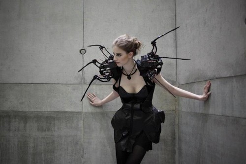 future fashion, futuristic clothing, robotic spider dress, Anouk Wipprecht