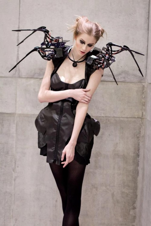 future fashion, futuristic clothing, robotic spider dress, Anouk Wipprecht