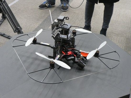 future, futuristic, UAV, Secom, flying surveillance robot, quadcopter, flying robot, surveillance robot, robotics