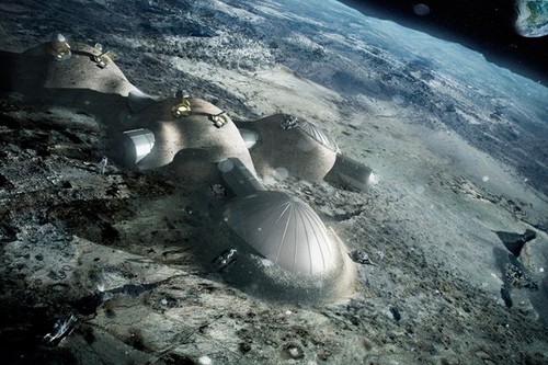 Space future, ESA, life in space, 3D printed lunar base, futuristic technology, future moon base