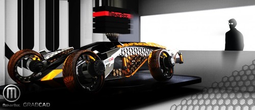 Futuristic, 3d-printed challenge, year 2040, Firanse R3, Luis Cordoba, future car, MakerBot, GrabCAD