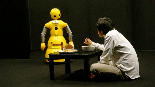 future, Japanese Robot Theater Project, robotics, I Worker, Gemnoid F, future robotics, Osaka University, robot theater, Sayonara, futuristic