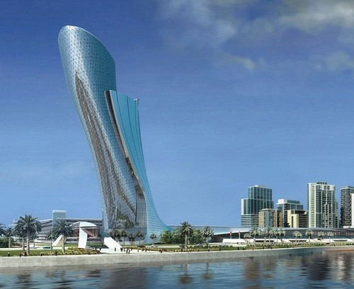 future, Abu Dhabi, future buildings, futurist architecture, futurist design, Capital Gate, leaning skyscraper, future buildings, futuristic