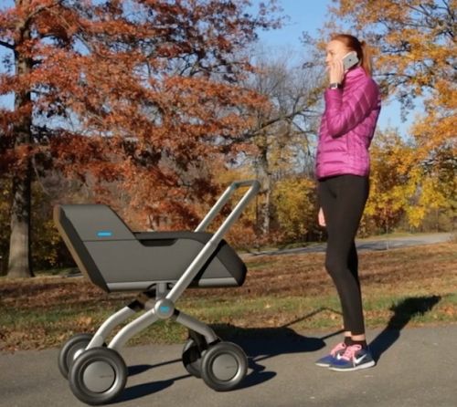 Futuristic Lifestyle, Smartbe Intelligent Stroller, Self-Driving Vehicle, Mother, Baby